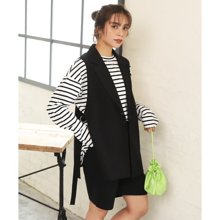 期間限定再値下げ！ebureノースリーブ ジレ 爆買 スーツベスト ジレ レディース 春秋 ロング 前開き