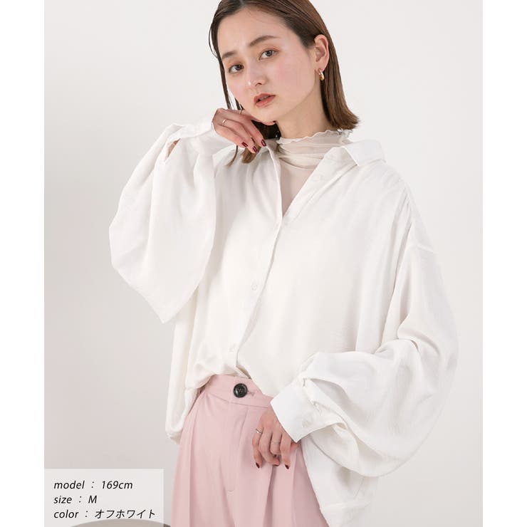 オフホワイト | ボリュームスリーブ ビッグシャツ | ad thie