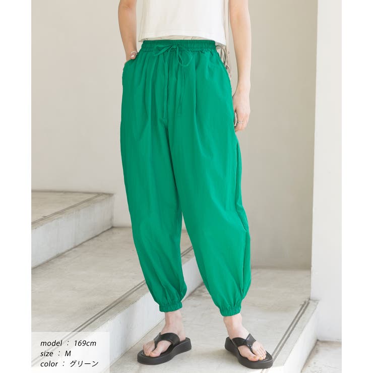 ワッシャー加工・タック ナイロンジョガーパンツ | ad thie | 詳細画像10 