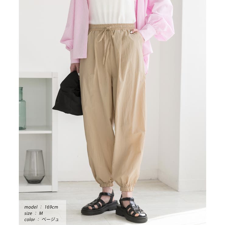 ワッシャー加工・タック ナイロンジョガーパンツ | ad thie | 詳細画像13 