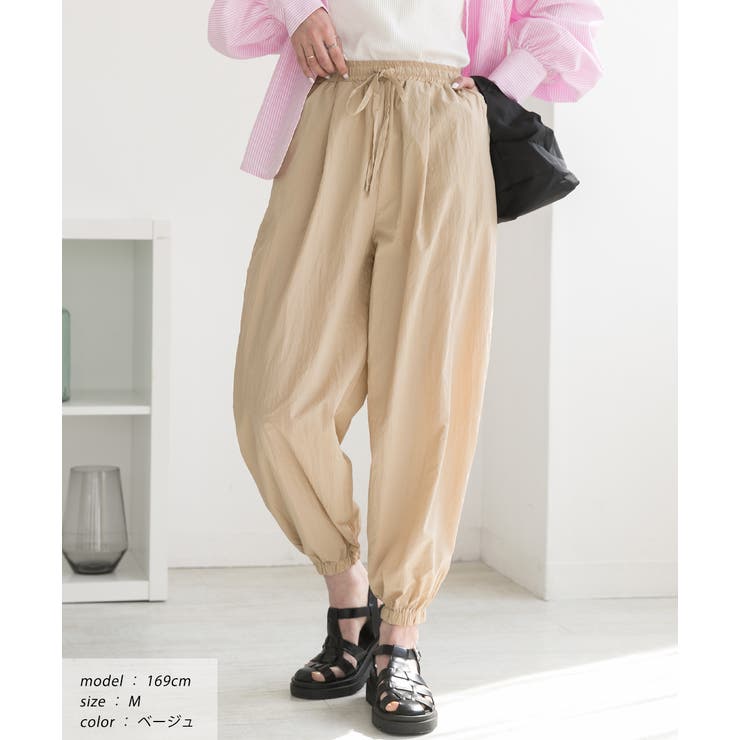 ワッシャー加工・タック ナイロンジョガーパンツ | ad thie | 詳細画像14 