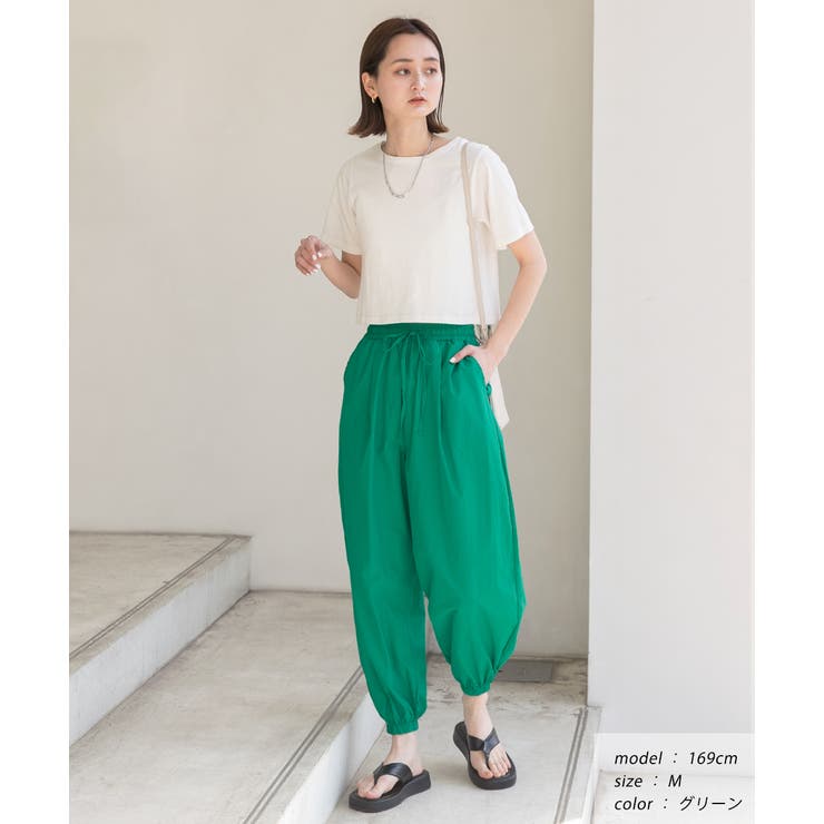 ワッシャー加工・タック ナイロンジョガーパンツ | ad thie | 詳細画像8 