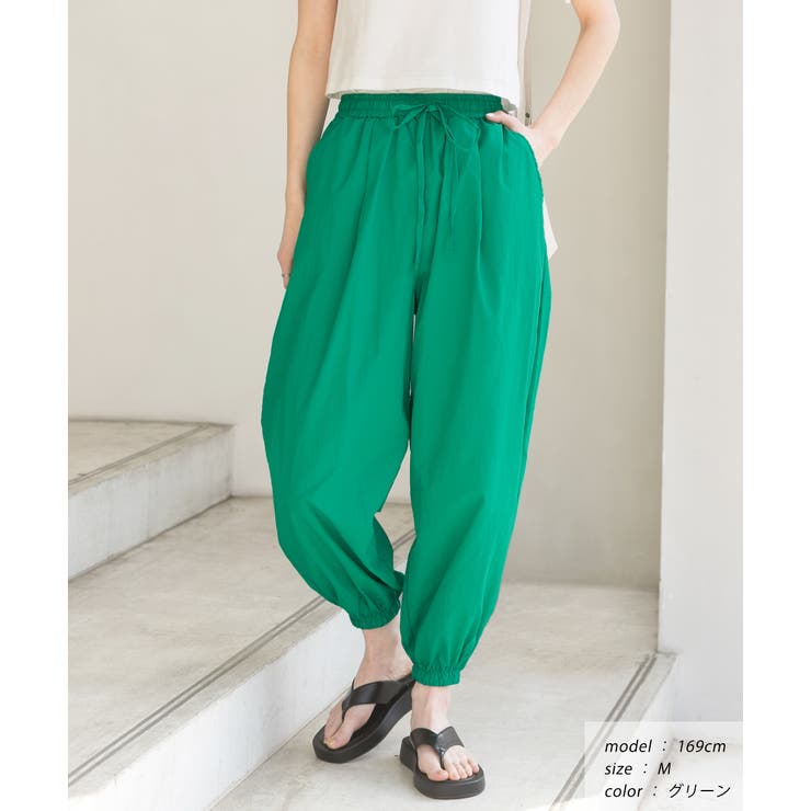 ワッシャー加工・タック ナイロンジョガーパンツ | ad thie | 詳細画像9 