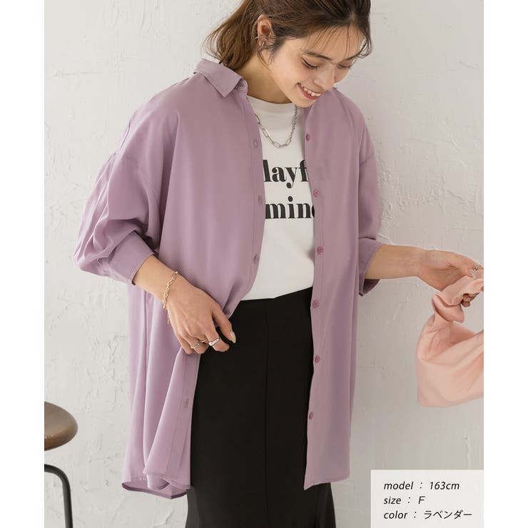 ジョーゼット＆タック袖 ビッグチュニックシャツ | ad thie | 詳細画像11 