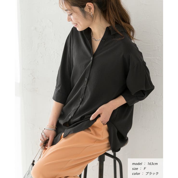 ジョーゼット＆タック袖 ビッグチュニックシャツ | ad thie | 詳細画像16 