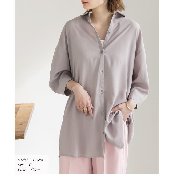 ジョーゼット＆タック袖 ビッグチュニックシャツ | ad thie | 詳細画像2 
