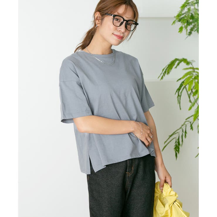 tシャツ ドロップショルダー七分袖シンプルTシャツ レディース ドロップショルダー ショート丈シンプルTシャツ[品番