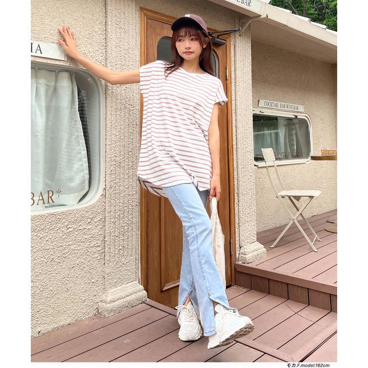 ボーダーTシャツ フレンチスリーブ クルーネック | ad thie | 詳細画像13 