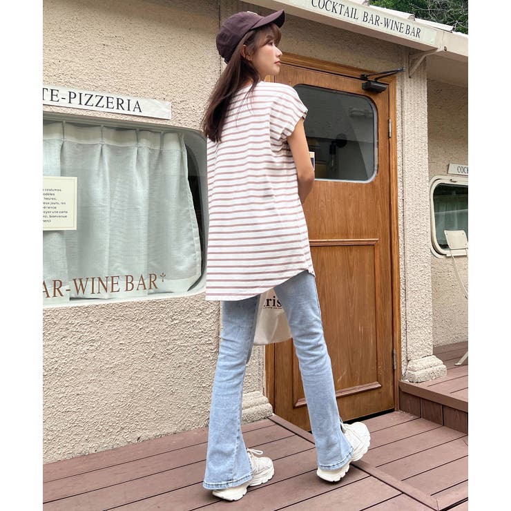 ボーダーTシャツ フレンチスリーブ クルーネック | ad thie | 詳細画像16 