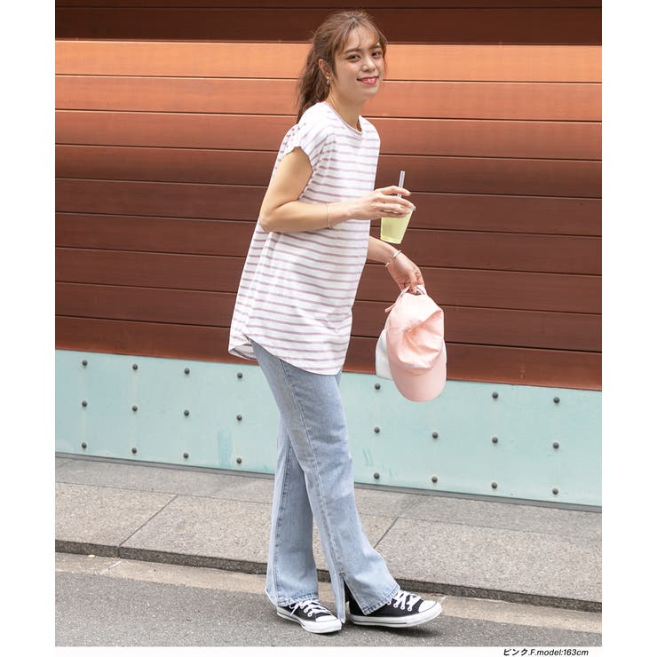 ボーダーTシャツ フレンチスリーブ クルーネック | ad thie | 詳細画像21 