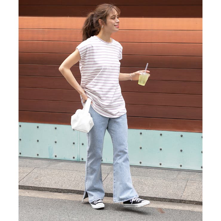 ボーダーTシャツ フレンチスリーブ クルーネック | ad thie | 詳細画像22 