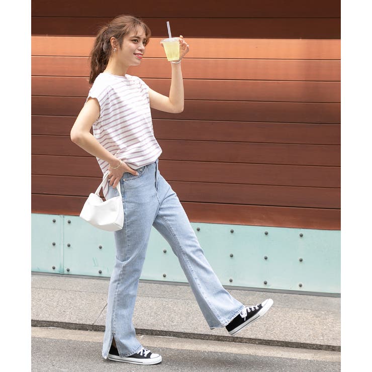 ボーダーTシャツ フレンチスリーブ クルーネック | ad thie | 詳細画像24 