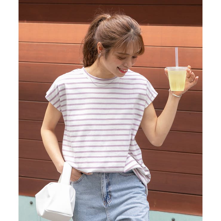 ボーダーTシャツ フレンチスリーブ クルーネック | ad thie | 詳細画像25 