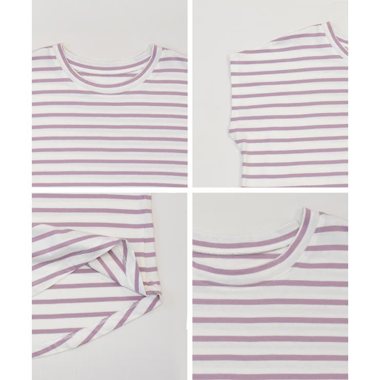 ボーダーTシャツ フレンチスリーブ クルーネック | ad thie | 詳細画像28 