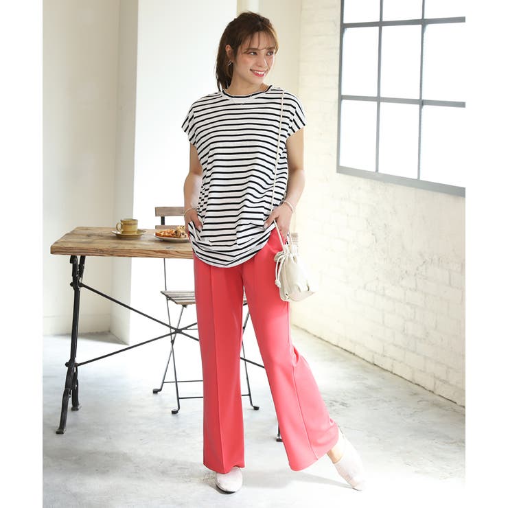 ボーダーTシャツ フレンチスリーブ クルーネック | ad thie | 詳細画像5 