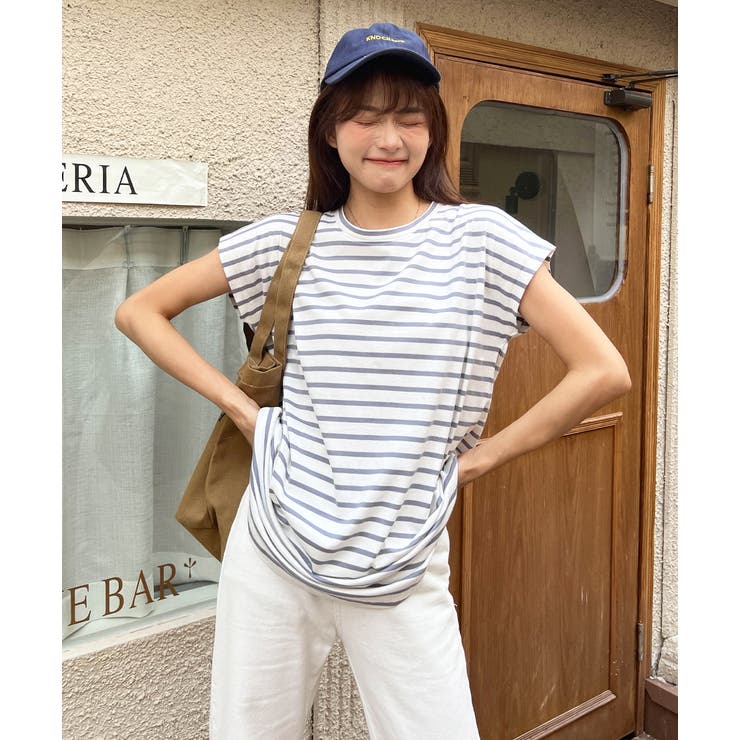 ボーダーTシャツ フレンチスリーブ クルーネック[品番：ADEW0000866]｜ad  thie（アドティエ）のレディースファッション通販｜SHOPLIST（ショップリスト）