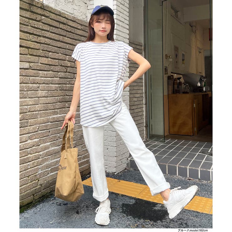 ボーダーTシャツ フレンチスリーブ クルーネック | ad thie | 詳細画像8 