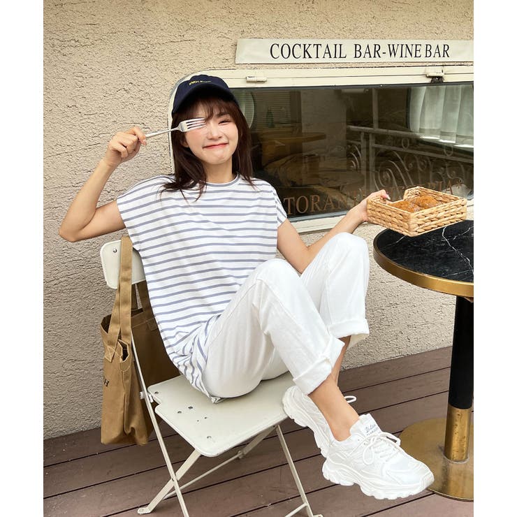 ボーダーTシャツ フレンチスリーブ クルーネック | ad thie | 詳細画像9 