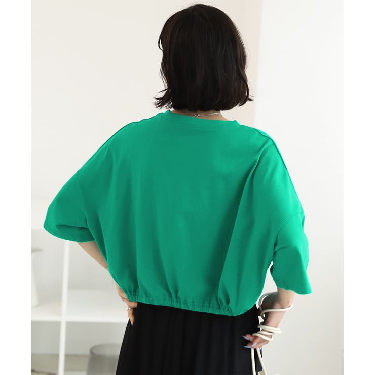 ショート丈プリントTシャツ A.M.F 裾絞り ギャザー ロゴ | ad thie | 詳細画像10 