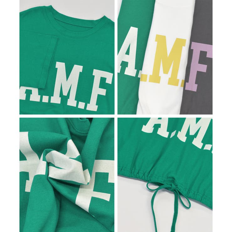 ショート丈プリントTシャツ A.M.F 裾絞り ギャザー ロゴ | ad thie | 詳細画像19 