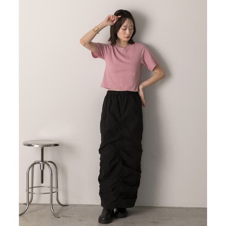 シンプル無地 ボーダー ショート丈ミニTシャツ | ad thie | 詳細画像25 