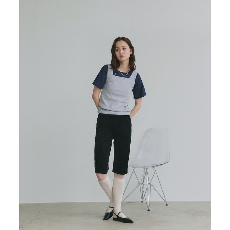 シンプル無地 ボーダー ショート丈ミニTシャツ | ad thie | 詳細画像32 