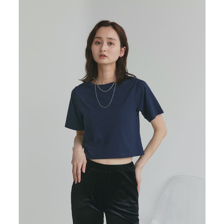 シンプル無地 ボーダー ショート丈ミニTシャツ | ad thie | 詳細画像34 