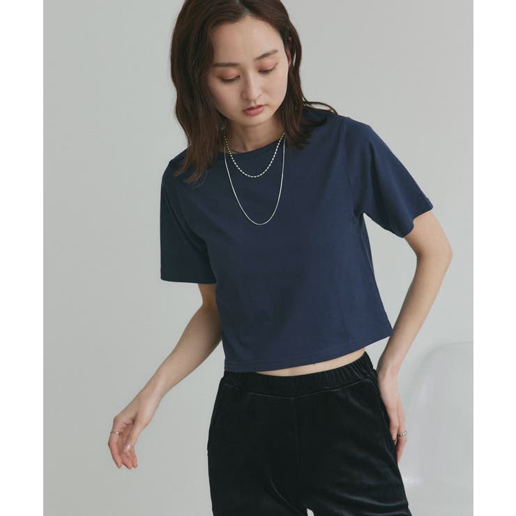 シンプル無地 ボーダー ショート丈ミニTシャツ | ad thie | 詳細画像35 