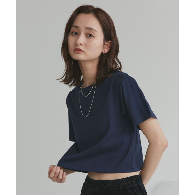 シンプル無地 ボーダー ショート丈ミニTシャツ | ad thie | 詳細画像37 