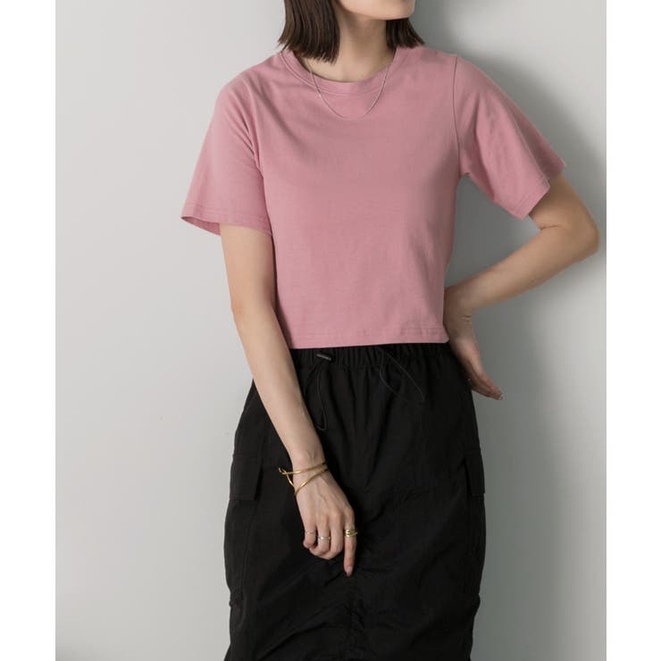 シンプル無地 ボーダー ショート丈ミニTシャツ | ad thie | 詳細画像39 