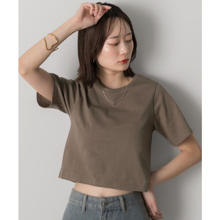 シンプル無地 ボーダー ショート丈ミニTシャツ | ad thie | 詳細画像41 