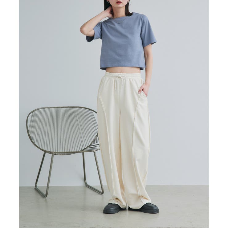 シンプル無地 ボーダー ショート丈ミニTシャツ | ad thie | 詳細画像44 