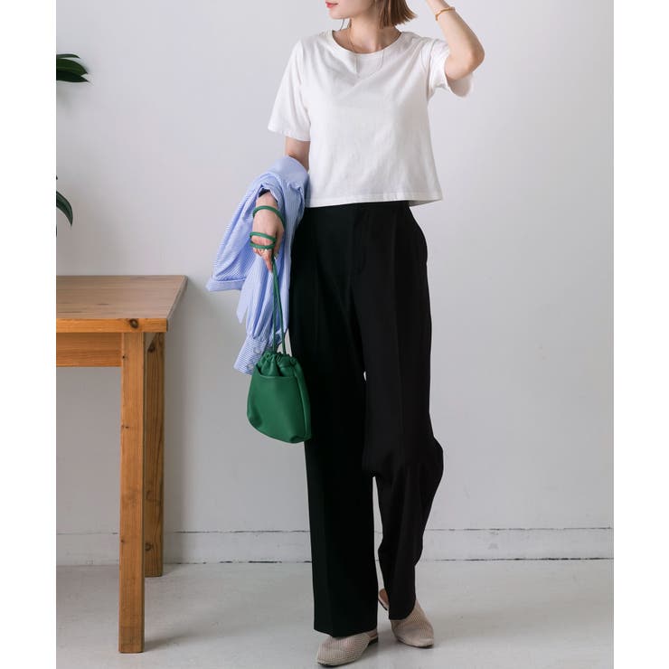 シンプル無地 ボーダー ショート丈ミニTシャツ | ad thie | 詳細画像46 