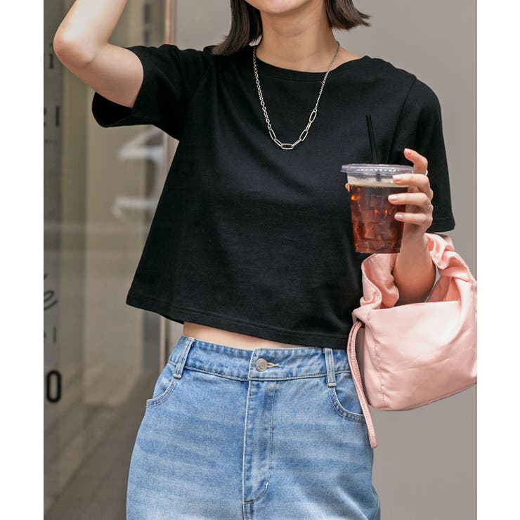 シンプル無地 ボーダー ショート丈ミニTシャツ | ad thie | 詳細画像49 