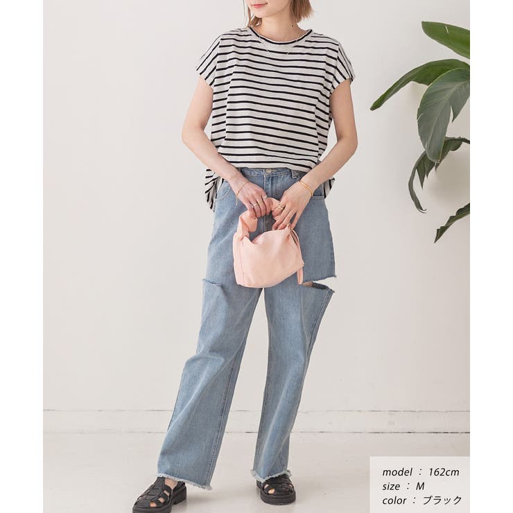 コットン100％・フレンチスリーブ  ボーダーTシャツ | ad thie | 詳細画像11 