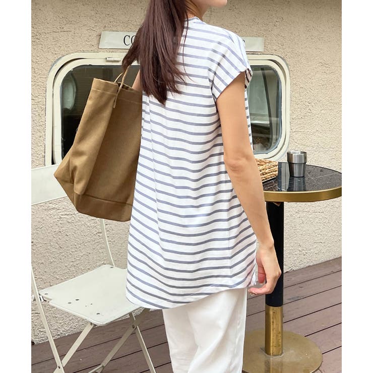 コットン100％・フレンチスリーブ  ボーダーTシャツ | ad thie | 詳細画像14 
