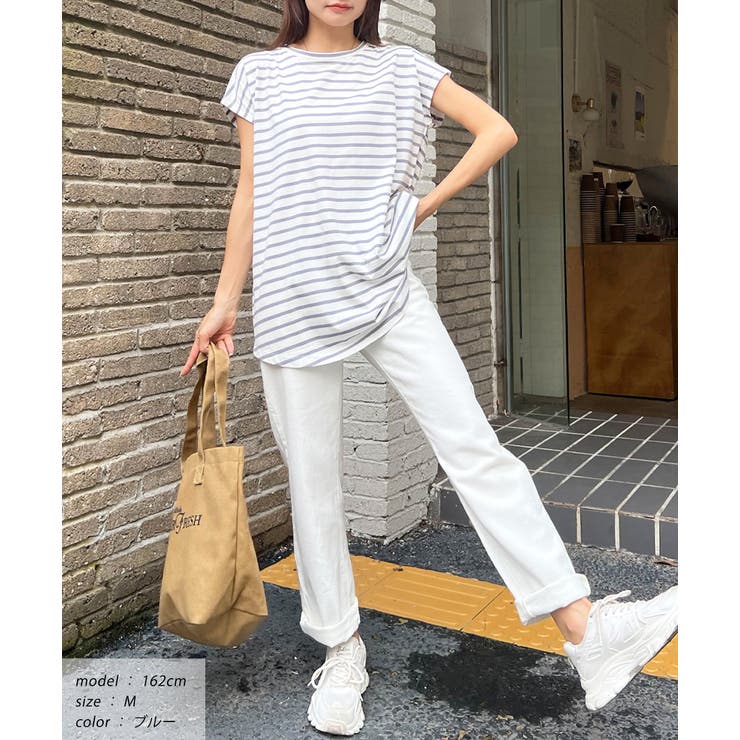 コットン100％・フレンチスリーブ  ボーダーTシャツ | ad thie | 詳細画像15 