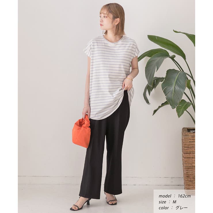 コットン100％・フレンチスリーブ  ボーダーTシャツ | ad thie | 詳細画像2 