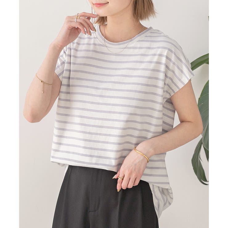 コットン100％・フレンチスリーブ  ボーダーTシャツ | ad thie | 詳細画像3 