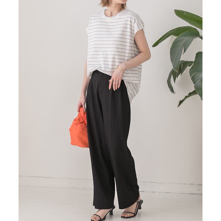 コットン100％・フレンチスリーブ  ボーダーTシャツ | ad thie | 詳細画像4 