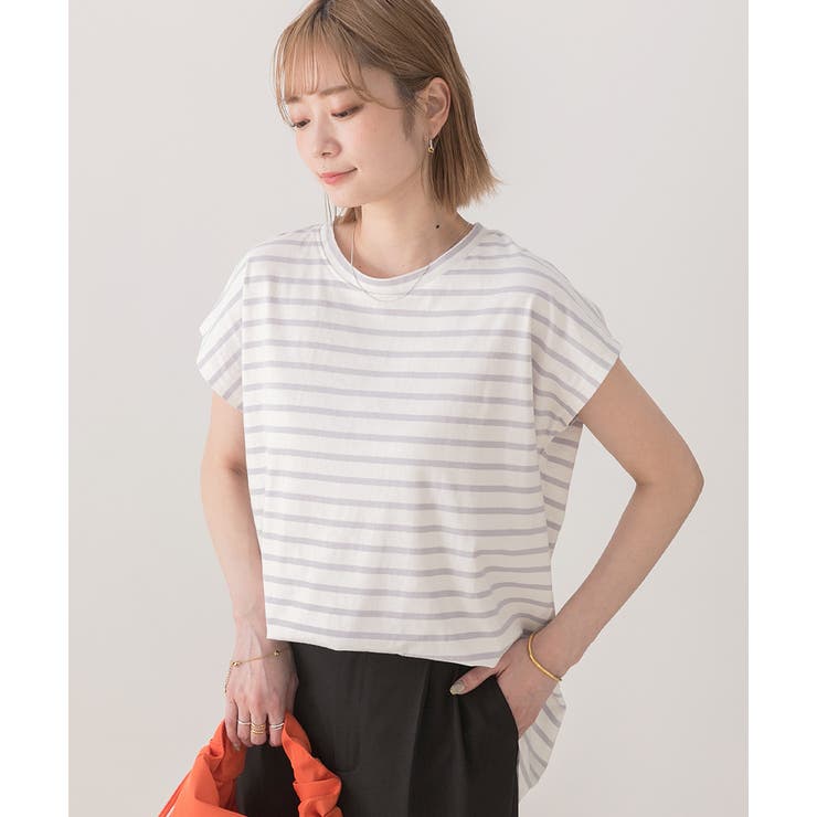 コットン100％・フレンチスリーブ  ボーダーTシャツ | ad thie | 詳細画像5 