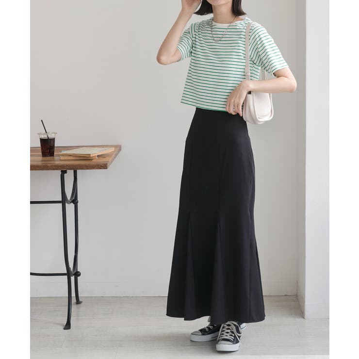 シンプル無地 ボーダー ショート丈ミニTシャツ | ad thie | 詳細画像56 