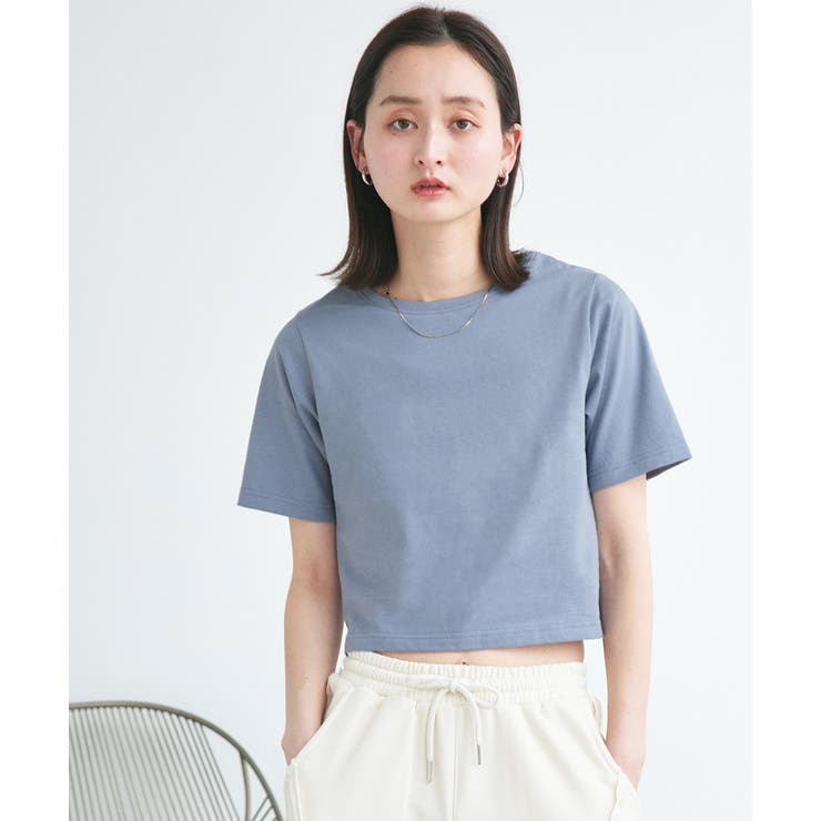 シンプル無地 ボーダー ショート丈ミニTシャツ[品番