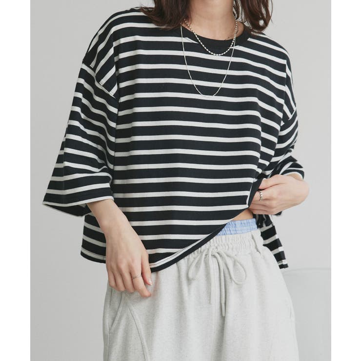 ワイドシルエット ショート丈Tシャツ[品番：ADEW0004075]｜ad thie