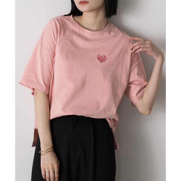 ハート刺繍 ワンポイントTシャツ | ad thie | 詳細画像13 