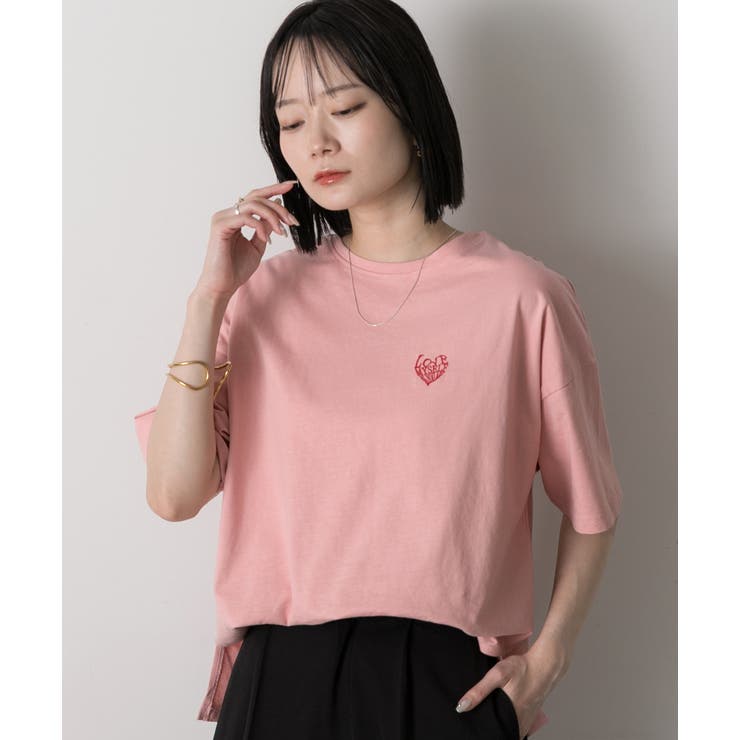 ハート刺繍 ワンポイントTシャツ | ad thie | 詳細画像14 