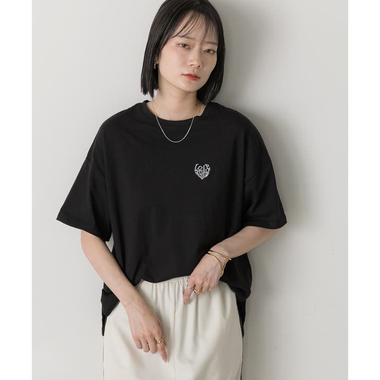 ハート刺繍 ワンポイントTシャツ | ad thie | 詳細画像19 