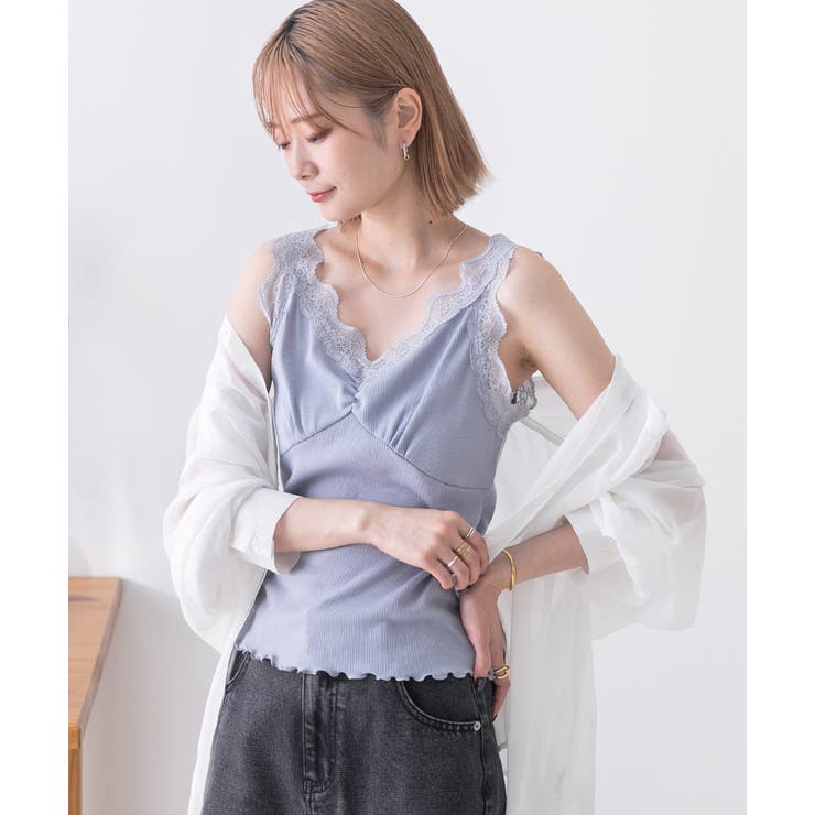 裾メロー・Vネック レースキャミソール | ad thie | 詳細画像12 