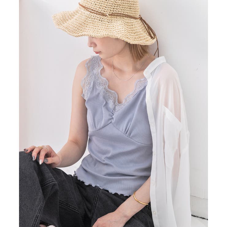 裾メロー・Vネック レースキャミソール | ad thie | 詳細画像14 