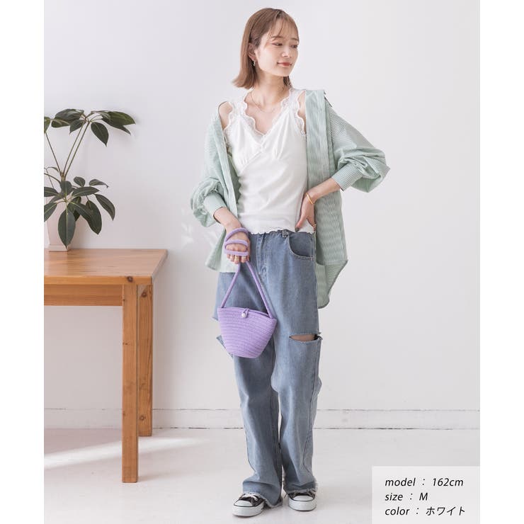 裾メロー・Vネック レースキャミソール | ad thie | 詳細画像2 